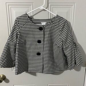 Chic Houndstooth Jacket with Bell Sleeves